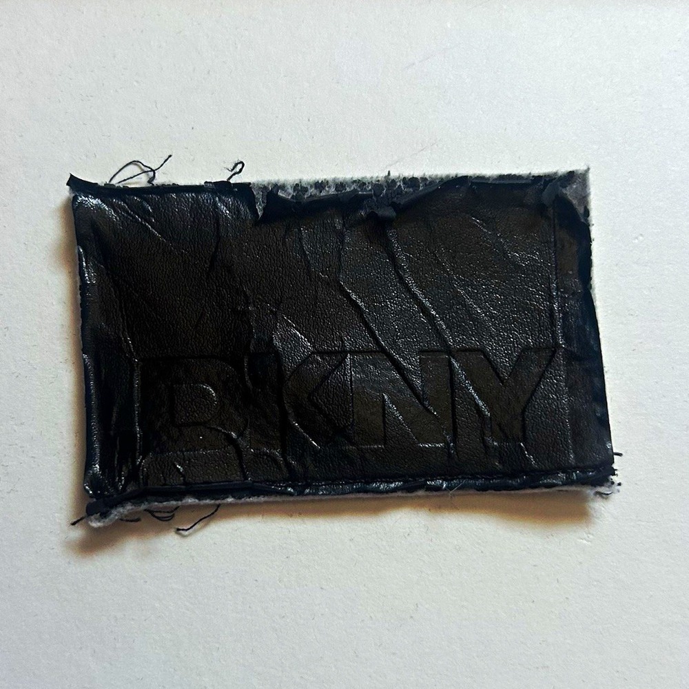 DKNY Black Leather Sew-On Logo Patch for Jackets, Jeans/Pants, Bags/Purses